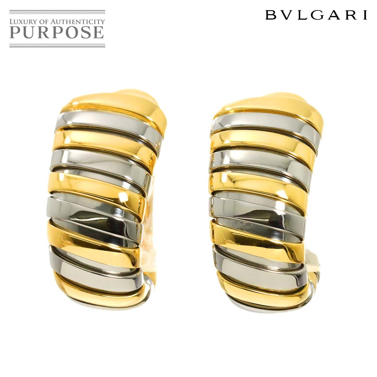 ブルガリ BVLGARI トゥボガス イヤリング K18 YG イエローゴールド 750 SS Earrings Clip on 90296316