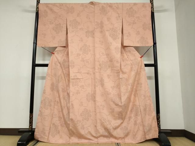 平和屋着物 本場結城玉紬 80亀甲 花唐草文 結織苑 証紙付き 正絹 DAAW5672ud