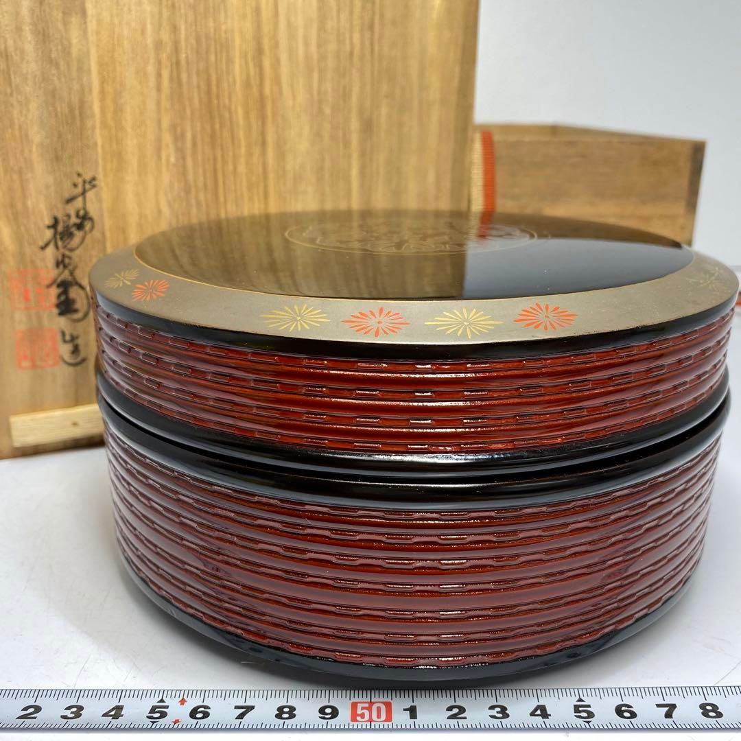 茶3平安三上揚光堂 上蒔絵食籠 共箱直径19.3cm東H6-0419 タカオ