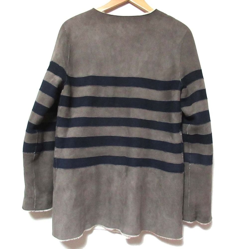 美品 HENRY CUIR アンリークイール ボーダー ノーカラー リバーシブル 
