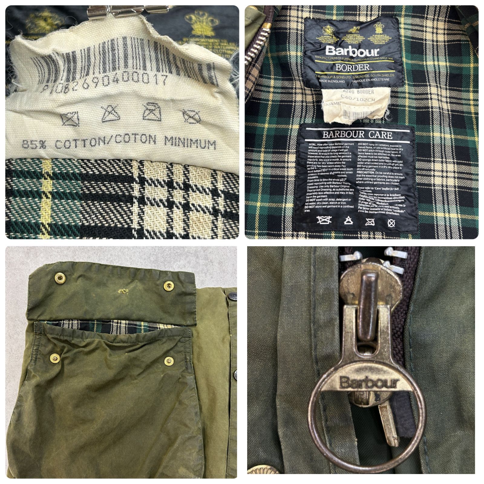 バブアー Barbour BORDER 90年代 ボーダー 旧3ワラント ワックス