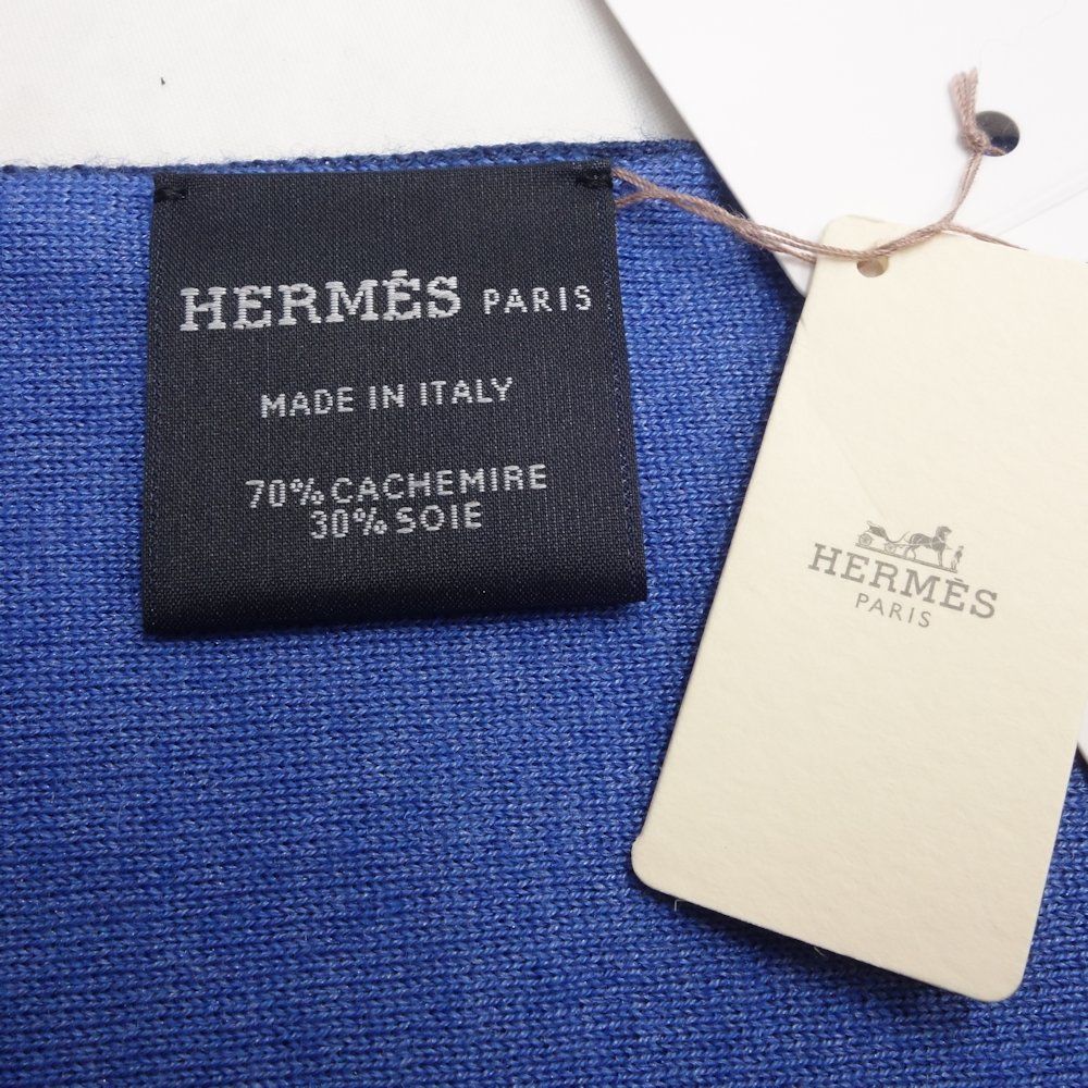 【美品】エルメス　カシミア　シルク　マフラー　H ロゴ ☆美しいデザイン☆エルメス ロゴマフラー (HERMES/マフラー