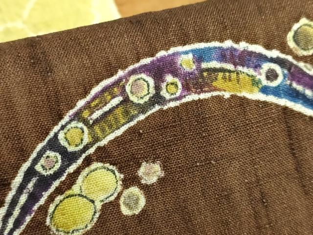 平和屋本店□超希少 東京友禅 久呂田明功 九寸名古屋帯 紬地 絞り 露芝