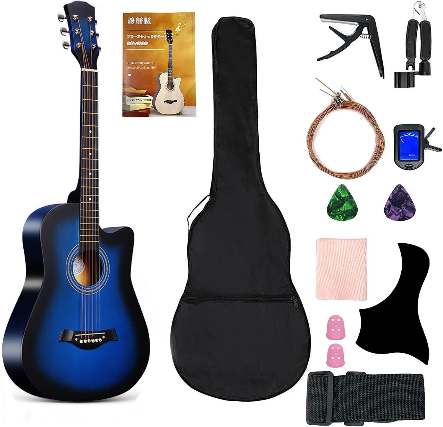 【美品】Fender アコースティックギター　ギターケース・カポ付属 Fender】アコギ ソフトケース・カポ・ピック付き