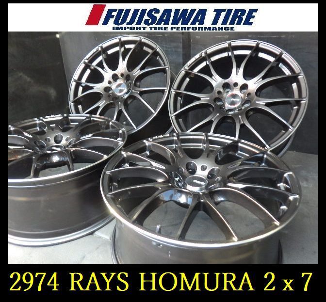 2974 A▲送料無料▲RAYS HOMURA 2ｘ7ホイール▲19x8.5J 5穴 PCD114.3 45◆4本