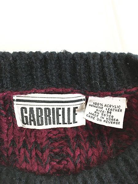 古着 GABRIELLE 本革 レザー キルティング バード パッチ アクリル 