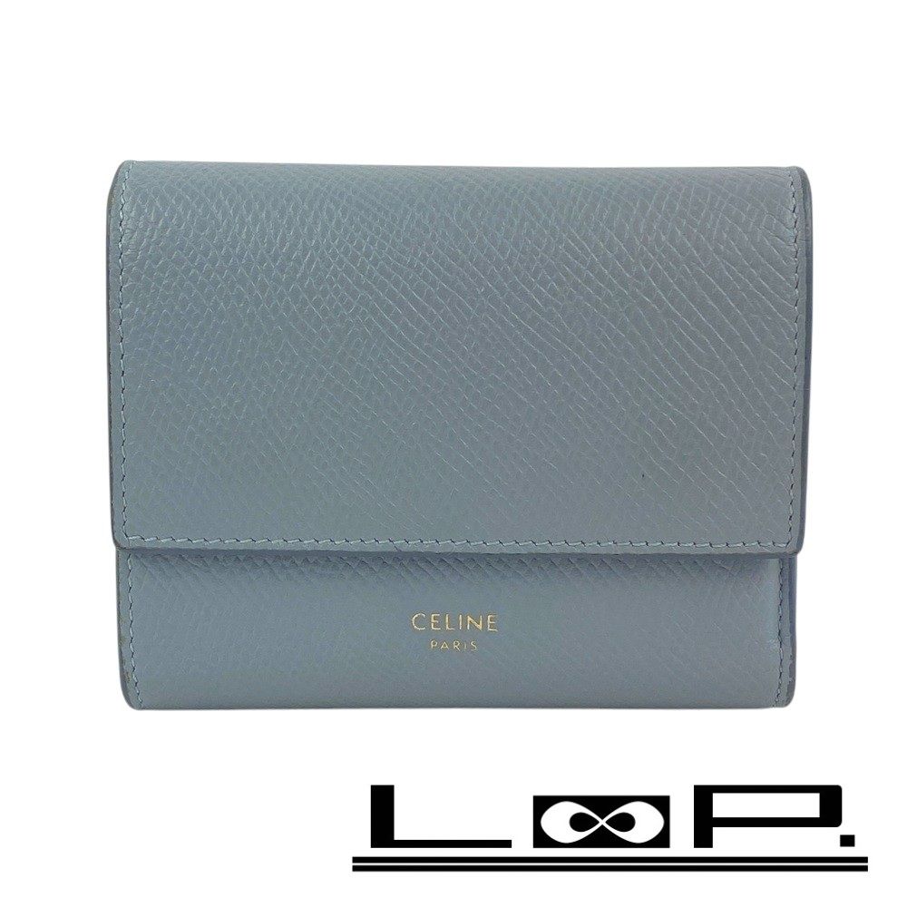セリーヌ コンパクト ウォレット 三つ折り 財布 レザー ブルー 330780 8
