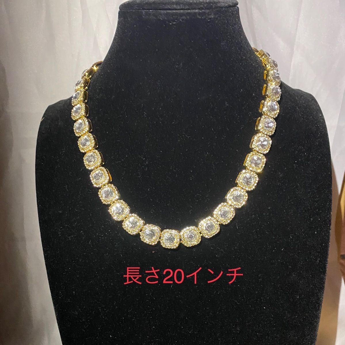 ゴールド 24インチ テニスチェーン テニスネックレス LEX カッティング