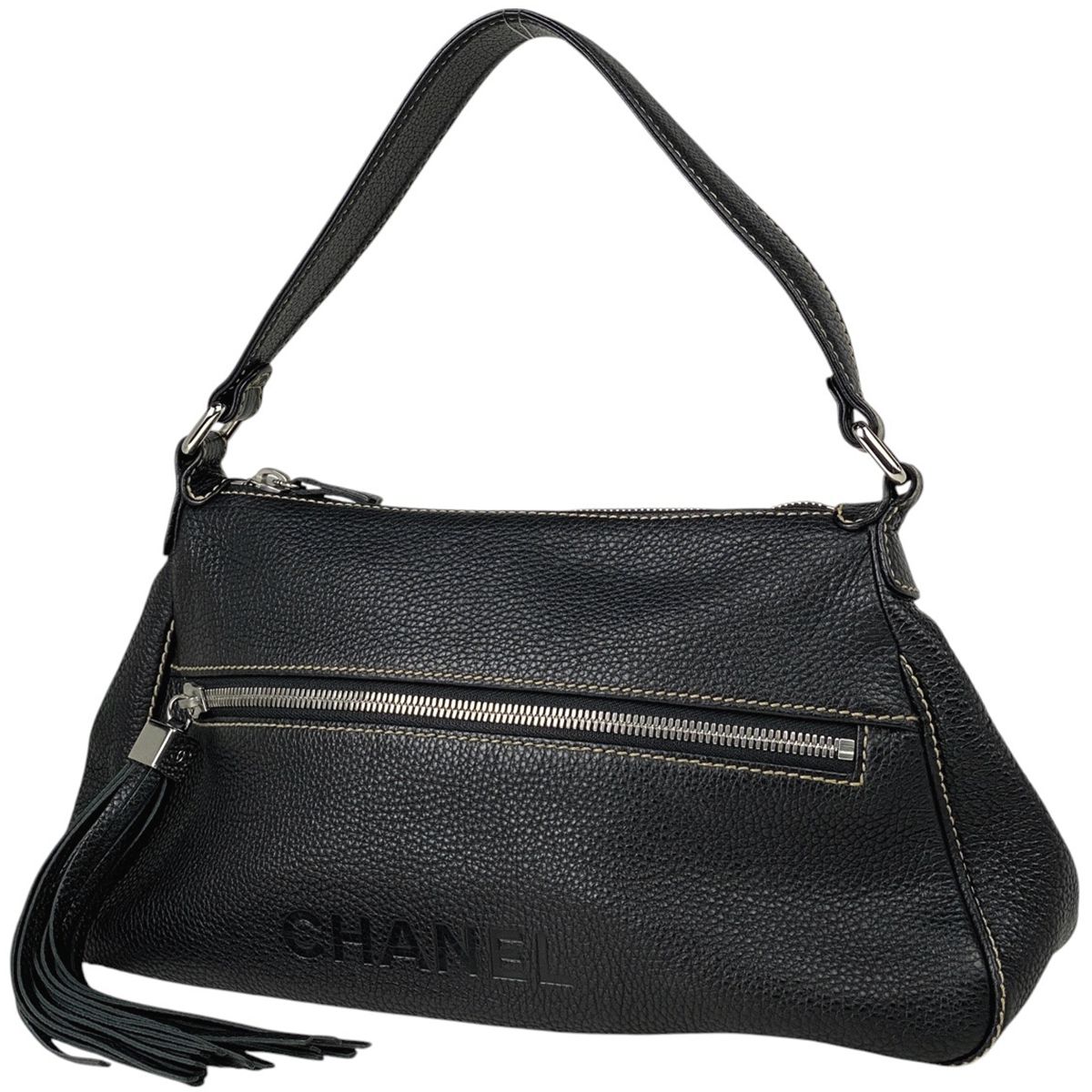 シャネル CHANEL ココマーク フリンジ ショルダーバッグ ロゴ タッセル ワンショルダー ショルダーバッグ レザー ブラック レディース