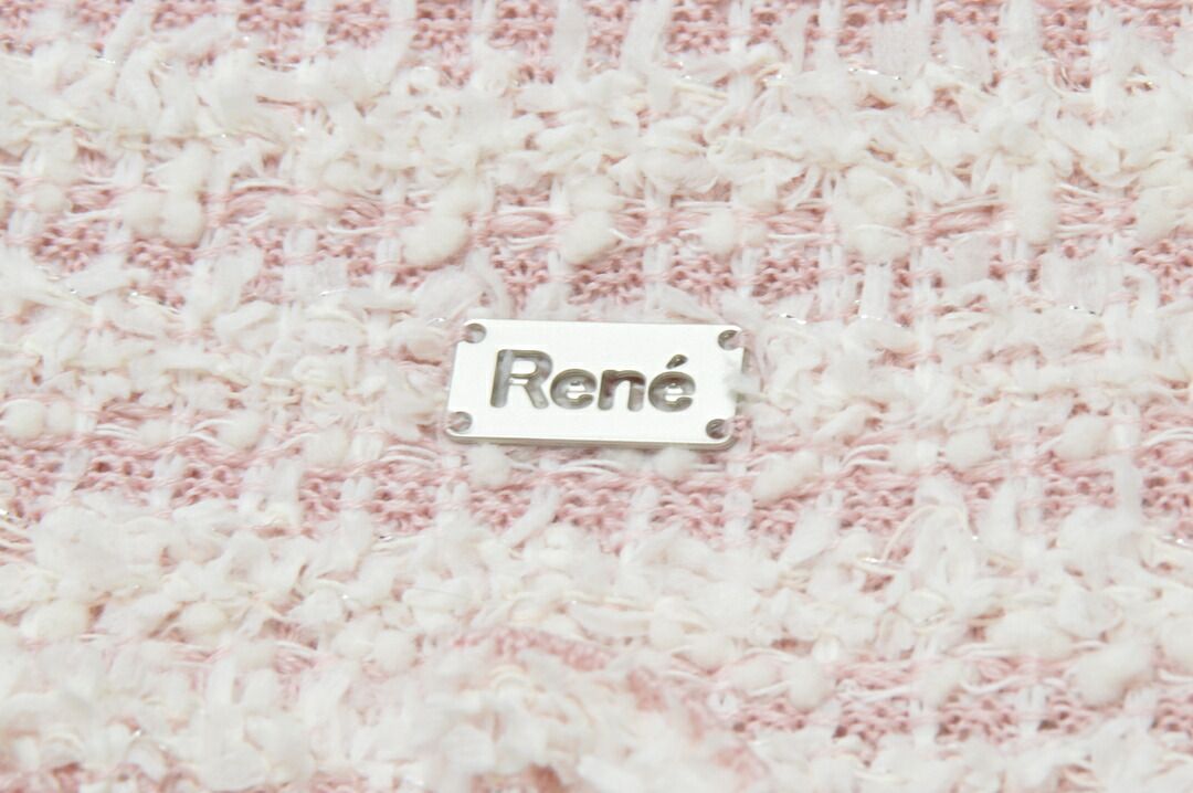 ルネ　ノースリワンピース ルネ Rene ノースリーブ ワンピース 34サイズ ピンク×ホワイト