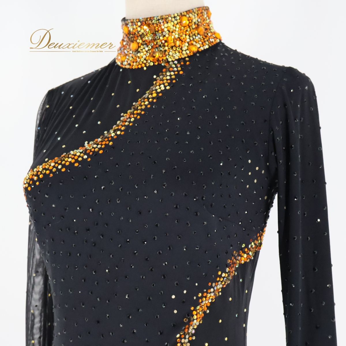 社交ダンス　ユニバースラテンドレス　ブラック×イエロー　フリンジ 社交ダンスユニバースラテンドレスブラック×イエローフリンジ