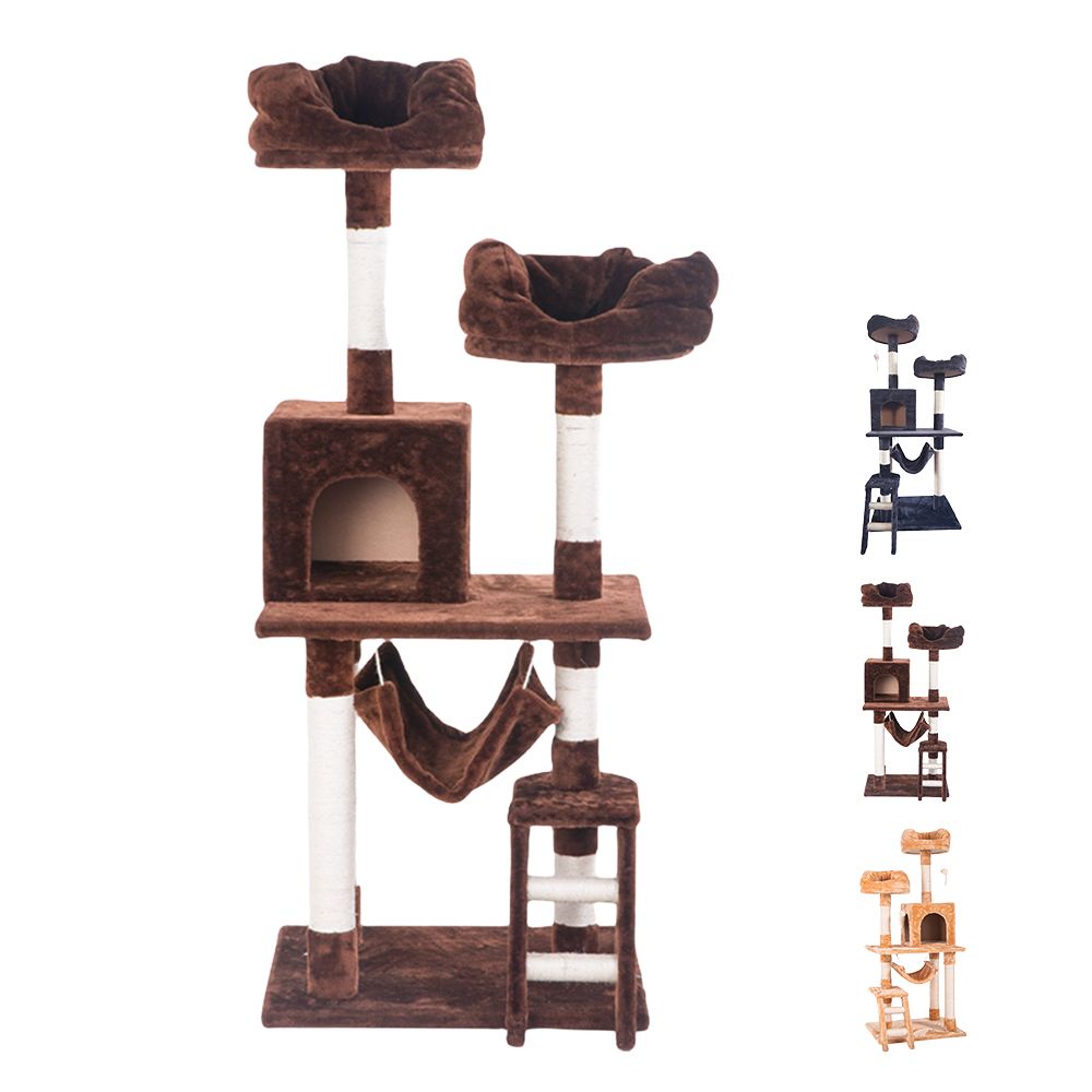 キャットタワー 全高141cm 据え置き 省スペース 爪とぎ 多頭飼う