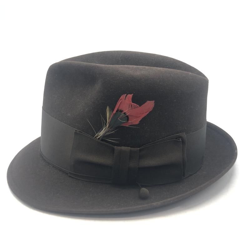 50s Dobbs TWENTY Fedora Hat 7 1|8 ブラウン ドブス 17 240017719257