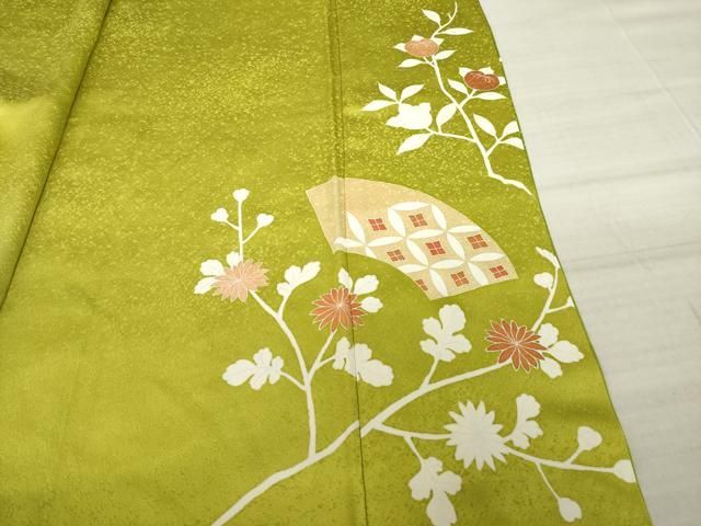 平和屋着物●訪問着　駒刺繍　地紙草花文　金彩　正絹　逸品　CAAR1396hy 平和屋着物○訪問着 駒刺繍 地紙草花文 金彩 正絹 逸品 CAAR1396hy