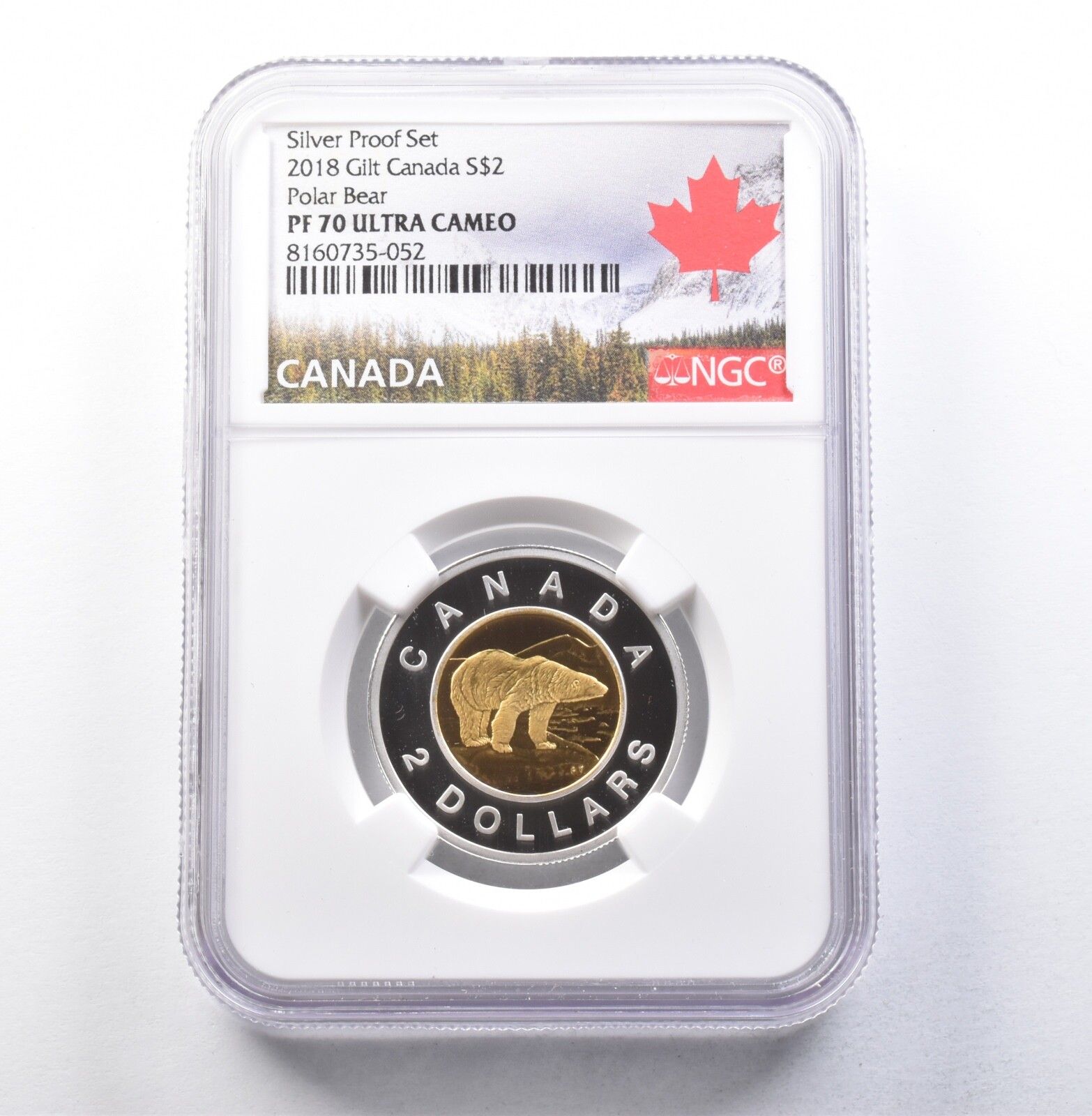 2018年カナダ 2ドル銀貨 鍍金 シロクマ シルバー プルーフセット PF70 NGC