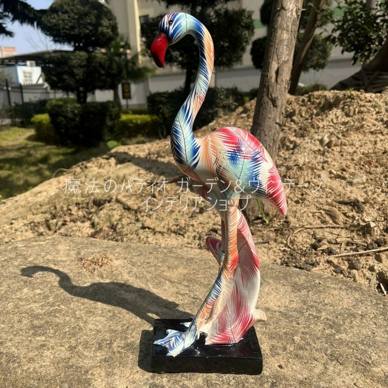 ガーデンオブジェ フラミンゴ カラフル 羽 樹脂 置物 アニマル ガーデニング 雑貨 ガーデン雑貨 ガーデンインテリア ガーデン インテリア 庭の装飾 お洒落 おしゃれ 4-7