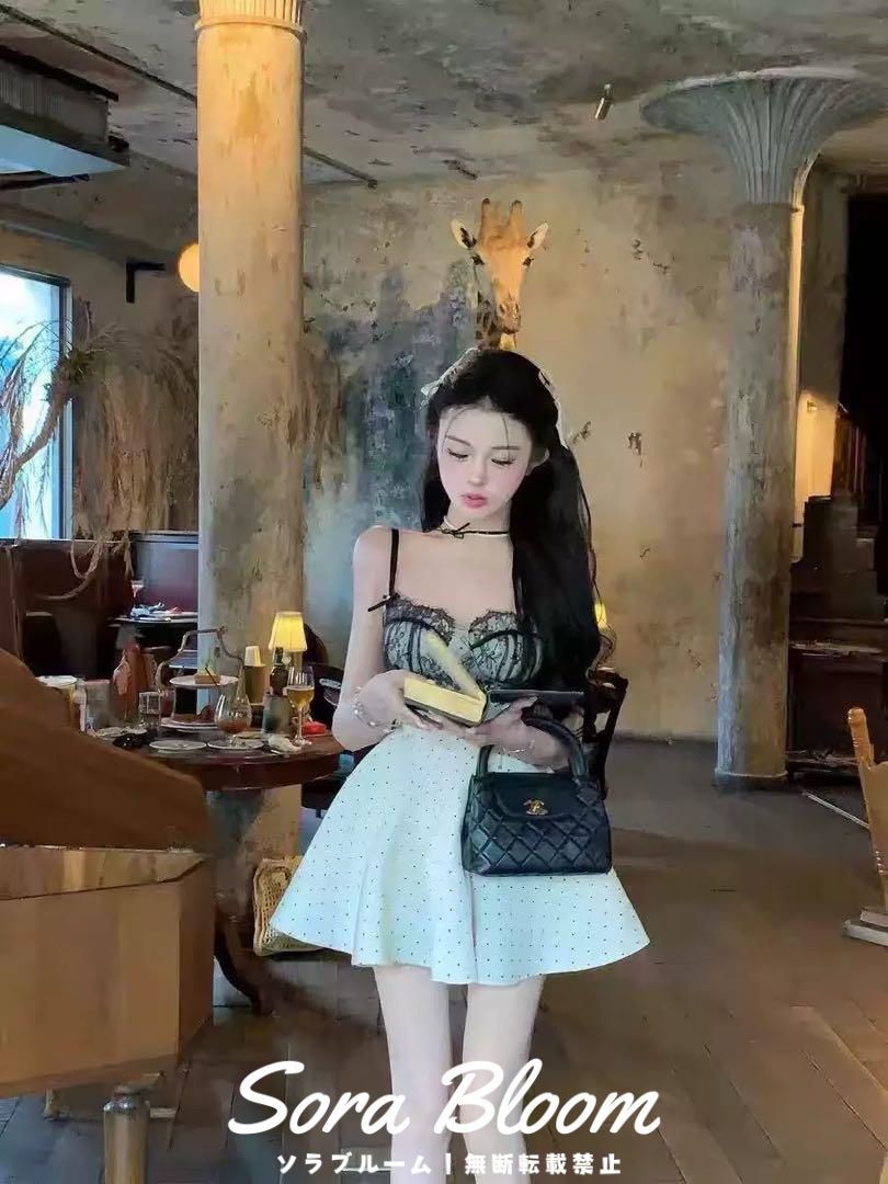 新品未使用大人かわいいドット柄ミニドレス 結婚式・パーティ用