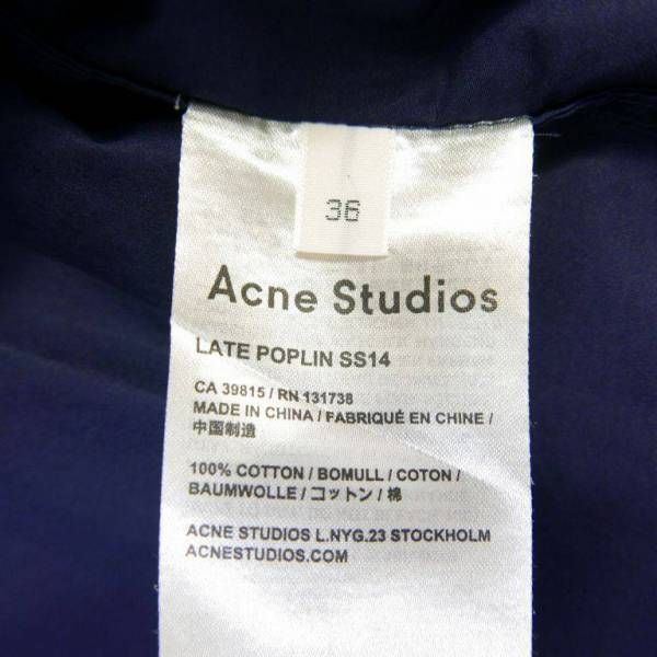 14SS Acne Studios アクネ LATE POPLIN ノースリーブ Aライン