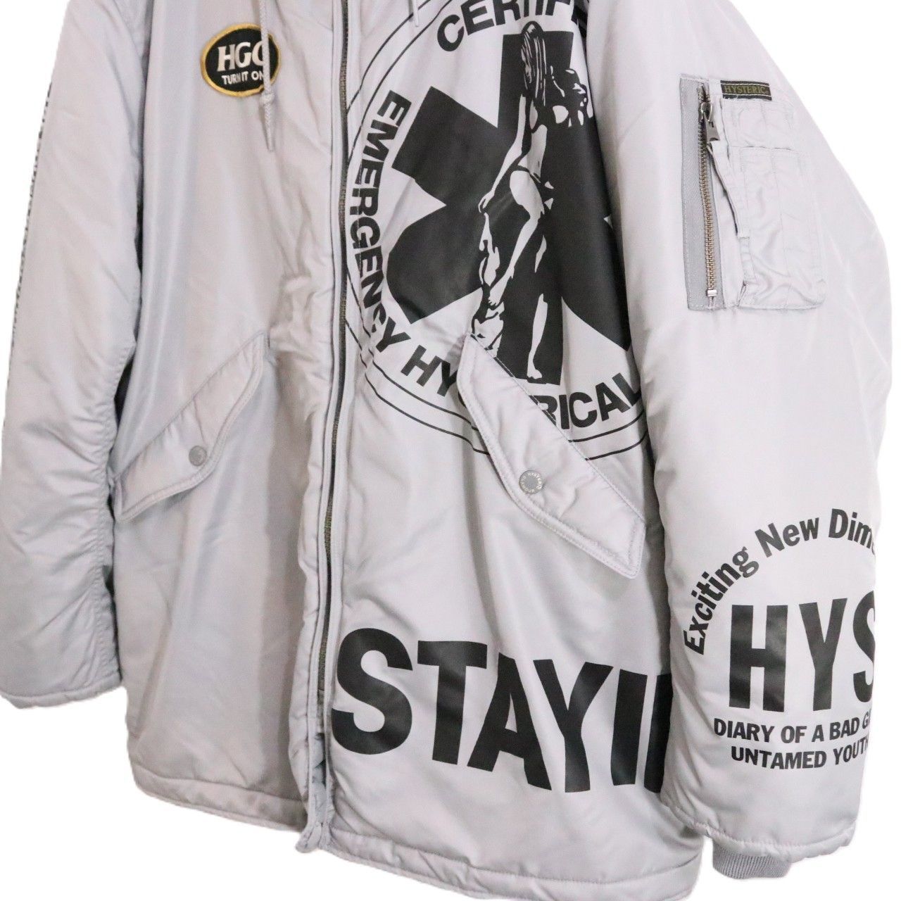 ヒステリックグラマー　ミリタリーコート　ナイロンコート　ロゴ入り　Y2K 中古A】HYSTERIC GLAMOUR ヒステリックグラマー M メンズ