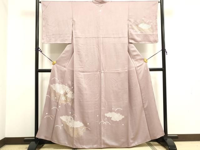 平和屋着物○訪問着 絞り 刺繍 雲重ね花文 金彩 正絹 逸品 AAAY9799ck