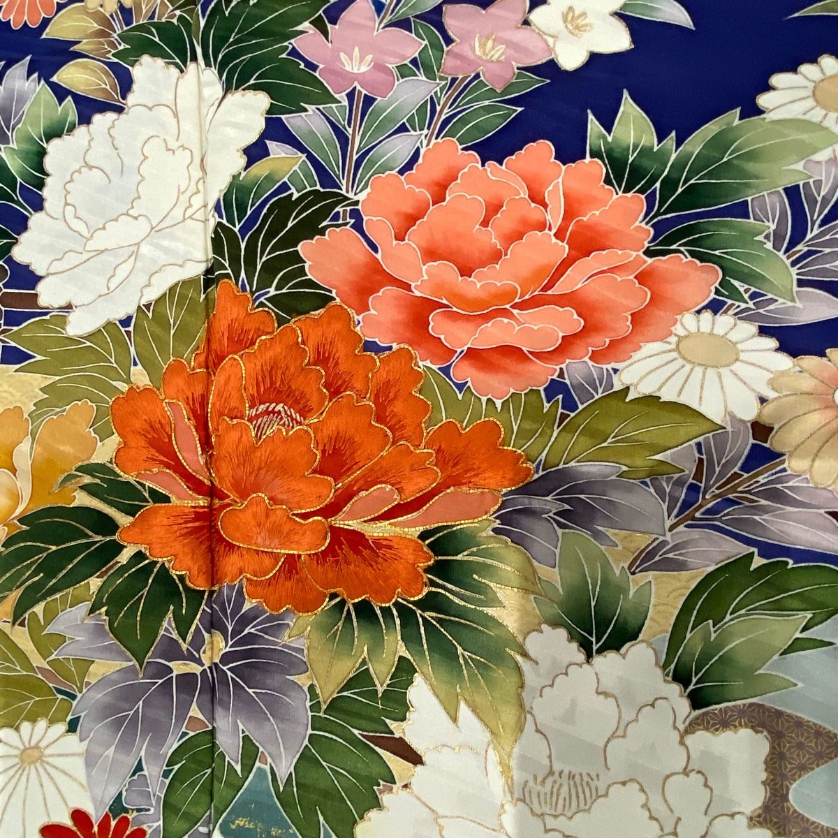 振袖用【正絹 長襦袢 】お花 袷 はらい b677