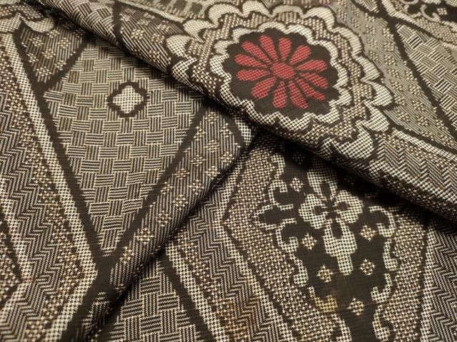 平和屋着物○希少 本場大島紬 龍郷絣 7マルキ 花菱文 正絹 逸品  