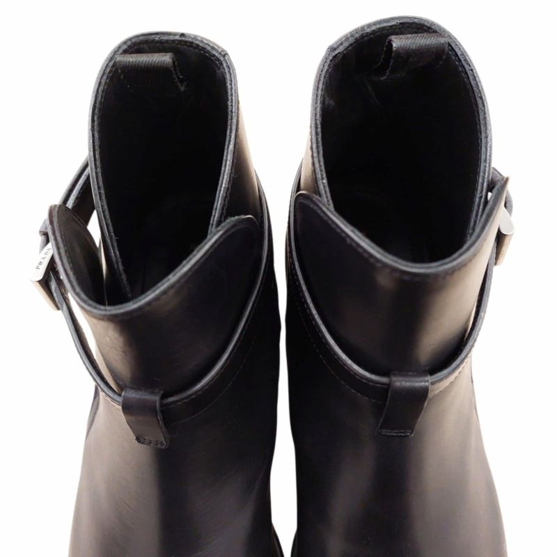 プラダ PRADA アンクルストラップ ショートブーツ レザー フラット 6  