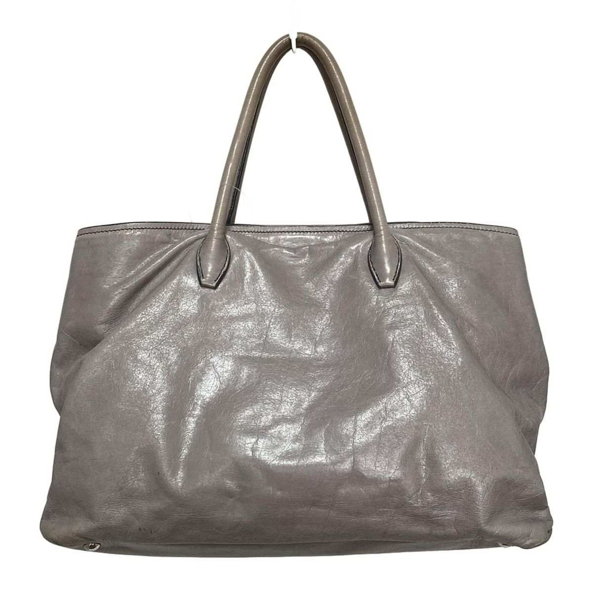 ミュウミュウ トートバッグ - グレー ミュウミュウ グレー レザー