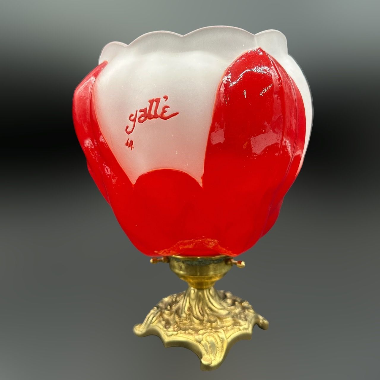 エミールガレ フラワー型 卓上照明 技法スフレ 被せガラス 高さ22