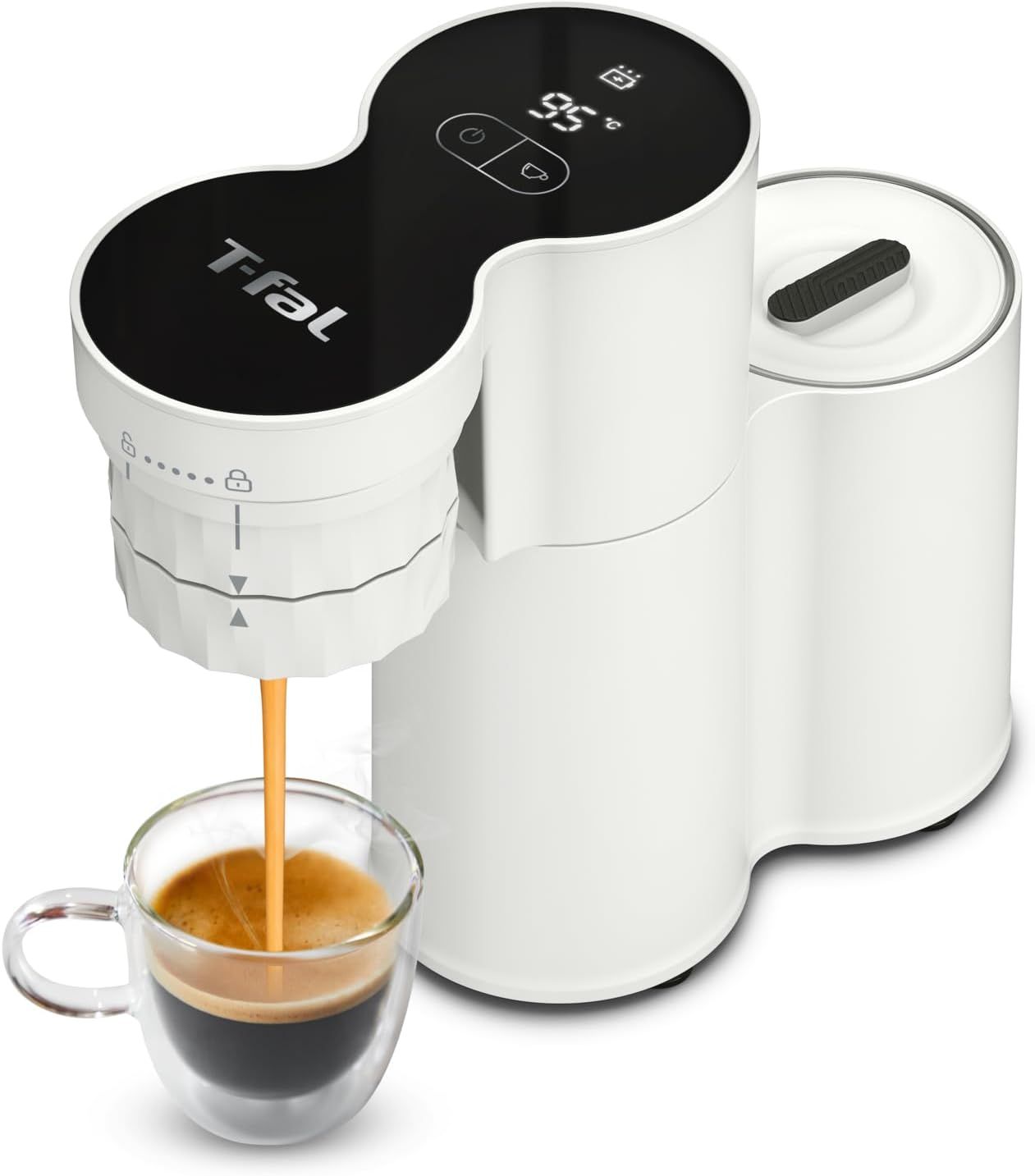 ティファール （T-fal）ポータブルエスプレッソコーヒーメーカー セミオート 加圧ポンプ 0.18L水タンク コンパクト＆スリム コードレス タンパー付き「クイックレマ 」EX5101JP