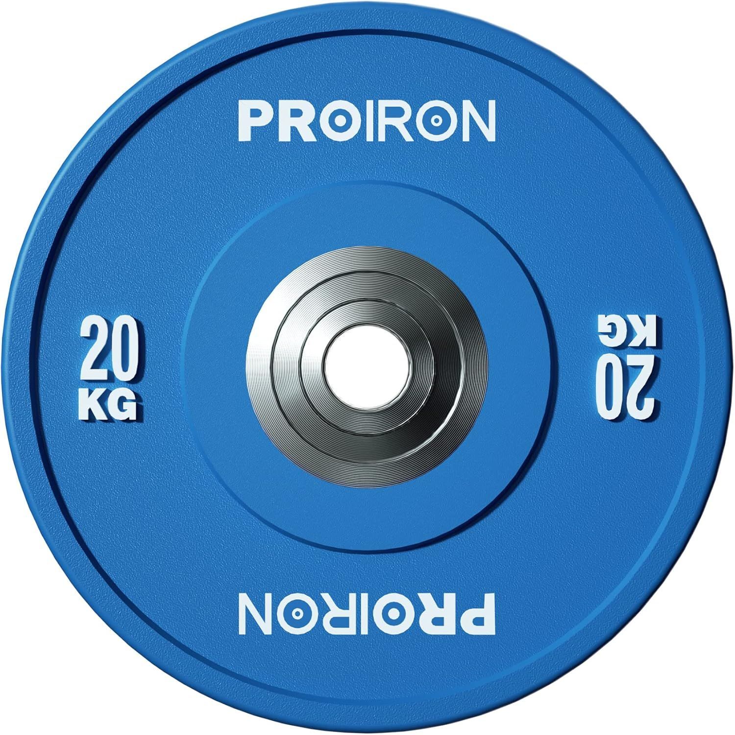 PROIRON ダンベル プレート バーベル プレート 20kg 1個 オリンピックバーベルプレート トレーニングバンパープレート ヘビープレート 穴開きプレート 穴径50ｍｍ 音振動軽減