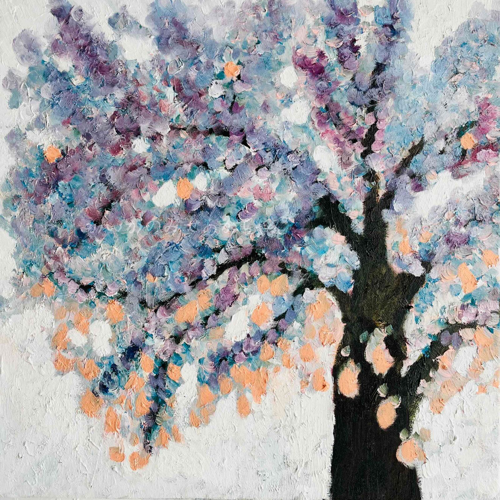 41㎝角「朝の桜」油彩・原画・S６ 41㎝角「朝の桜」油彩・原画・S6 41㎝角「朝の桜」油彩・