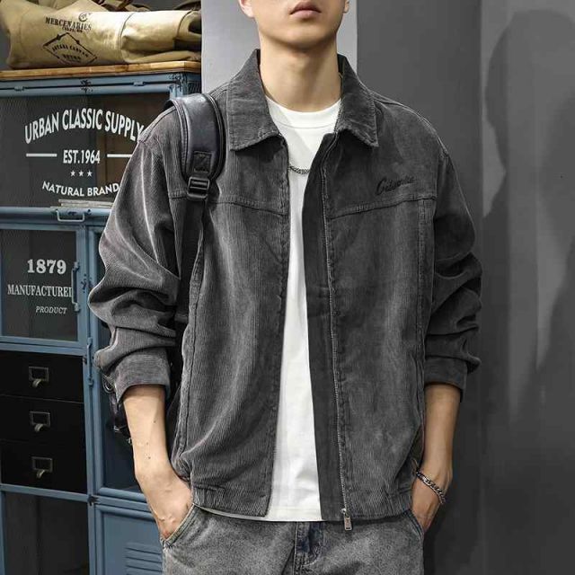 秋冬 コーデ メンズ 服 シンプル ファッション オシャレ 大人 かっこいい 大きいサイズ ストリート 紳士服 アメリカン ハリントン カジュアル ジャケット オールド コーデュロイ トップス