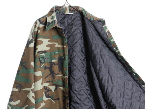 【お得なクーポン配布中!】 70s 80s USA製 ファイブブラザー 迷彩 シャモア クロス シャツ メンズ XXL ヴィンテージ ネルシャツ 中綿 キルティング ライナー付き 総柄