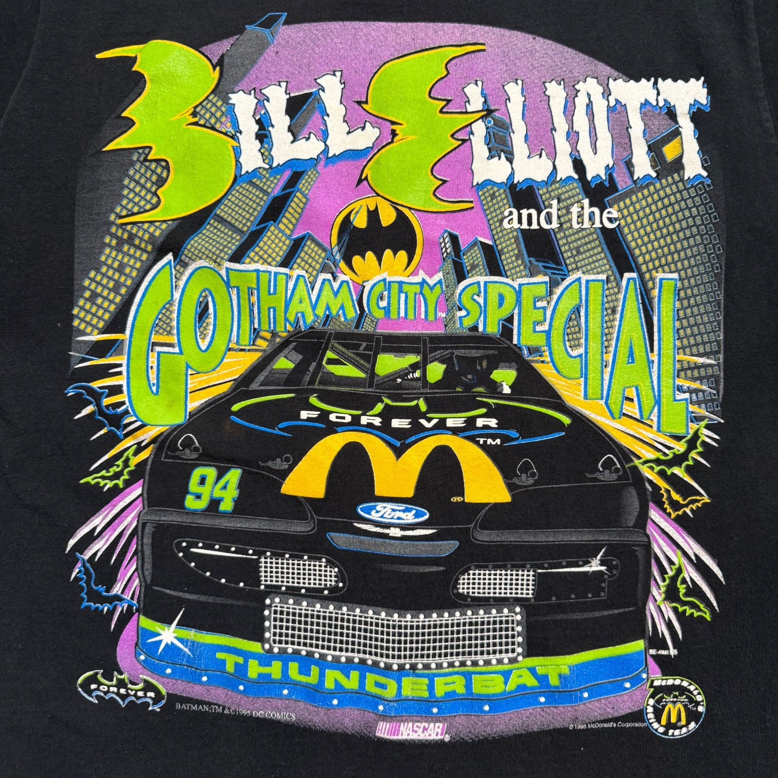 90s NASCAR×BATMAN×McDonald's T-shirt Lsize / バットマン