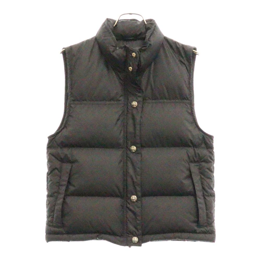 CHROME HEARTS (クロムハーツ) STIFF VEST スティッフ CHプラス総柄 クロスボールボタン ダウンベスト ジャケット ブラック