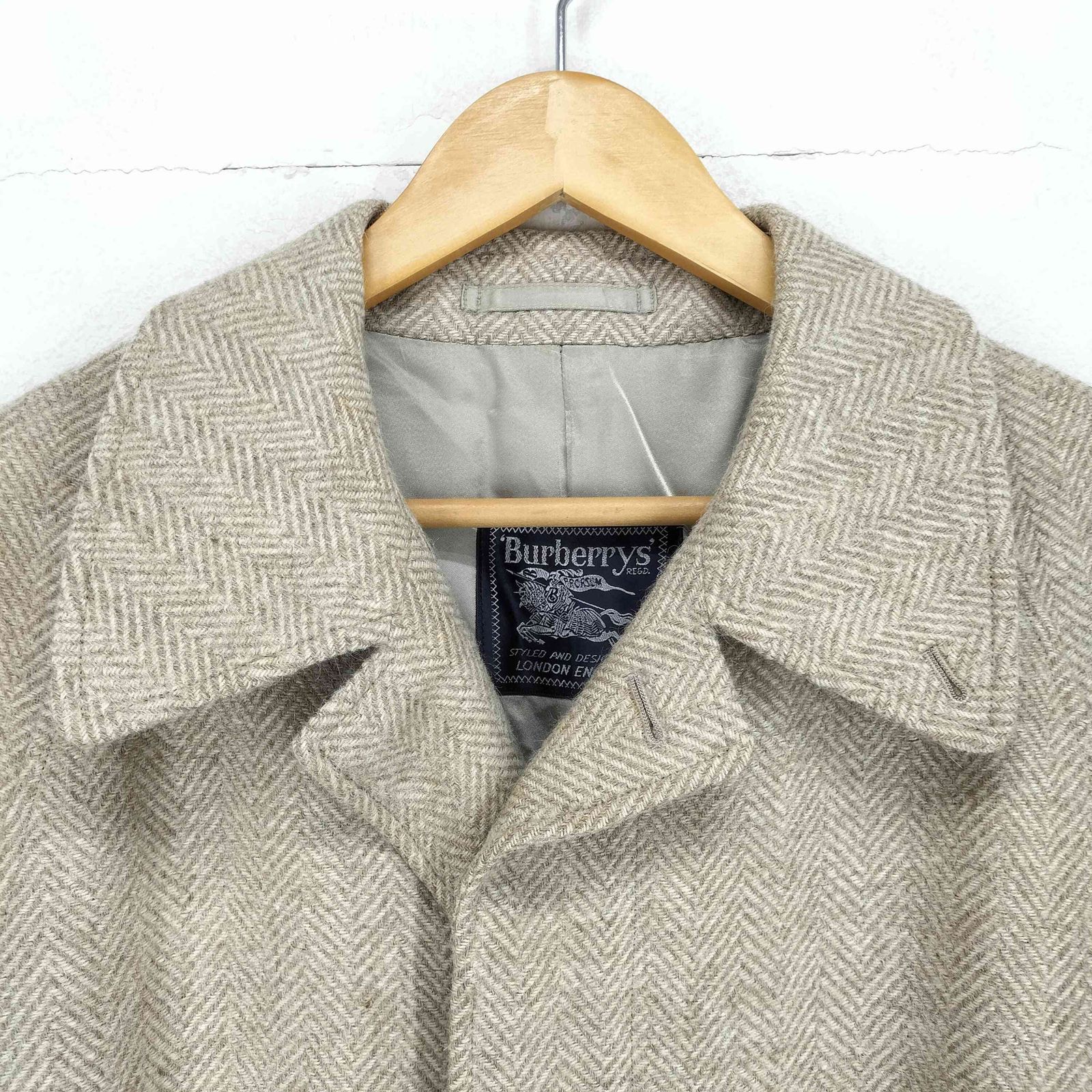70年代【美品】Burberrys' バーバリーズ　ヘリンボーン　ツイードコート バーバリーズ BURBERRYS 70S~ STYLEDタグ ウールツイード