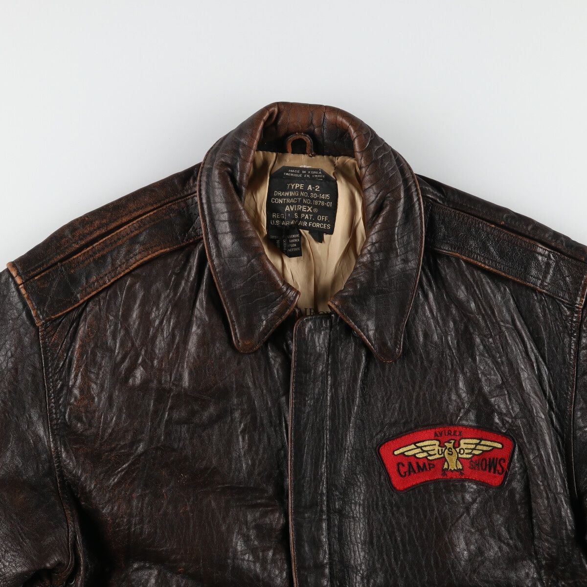 AVIREX A-2 フライトジャケット USA製 ヴィンテージ ペイント入り アヴィレックス AVIREX A-2 フライトジャケット ヴィンテージ 本革