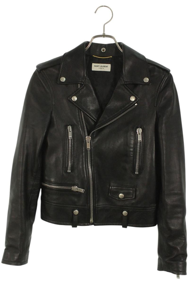 サンローランパリ 481862 Y5YA2 クラシックモーターサイクルライダースレザージャケット レディース F34