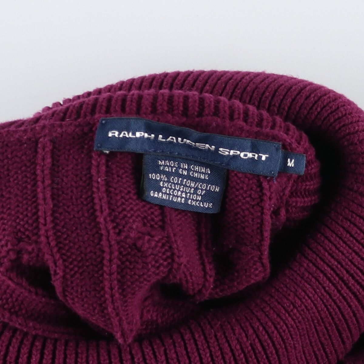 古着 ラルフローレン Ralph Lauren RALPH LAUREN SPORT ケーブル編み タートルネック コットンニットセーター レディースM相当 /eaa485534 ss2503_30 古着 ラルフローレン Ralph Lauren RALPH LAUREN SPORT ケーブル
