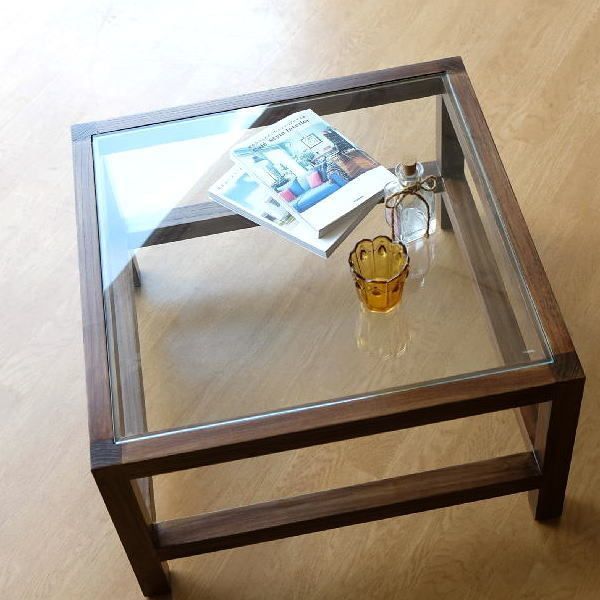 ローテーブル ガラステーブル おしゃれ 四角 正方形 無垢材 リビングテーブル 北欧 ナチュラル スンカイ ガラステーブル 62 - メルカリ