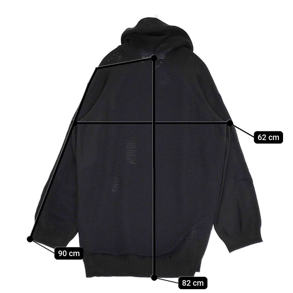 Yohji Yamamoto POUR HOMME ダメージ加工 ニットパーカー HS-K81