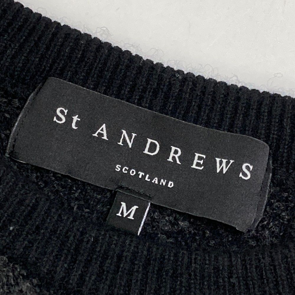 サイズ：M ST ANDREWS セントアンドリュース  ウール混 ニットセーター  ブラック系 [240101420729] ゴルフウェア メンズ ストスト St ANDREWS セントアンドリュース ゴルフウェア 長袖 セーター