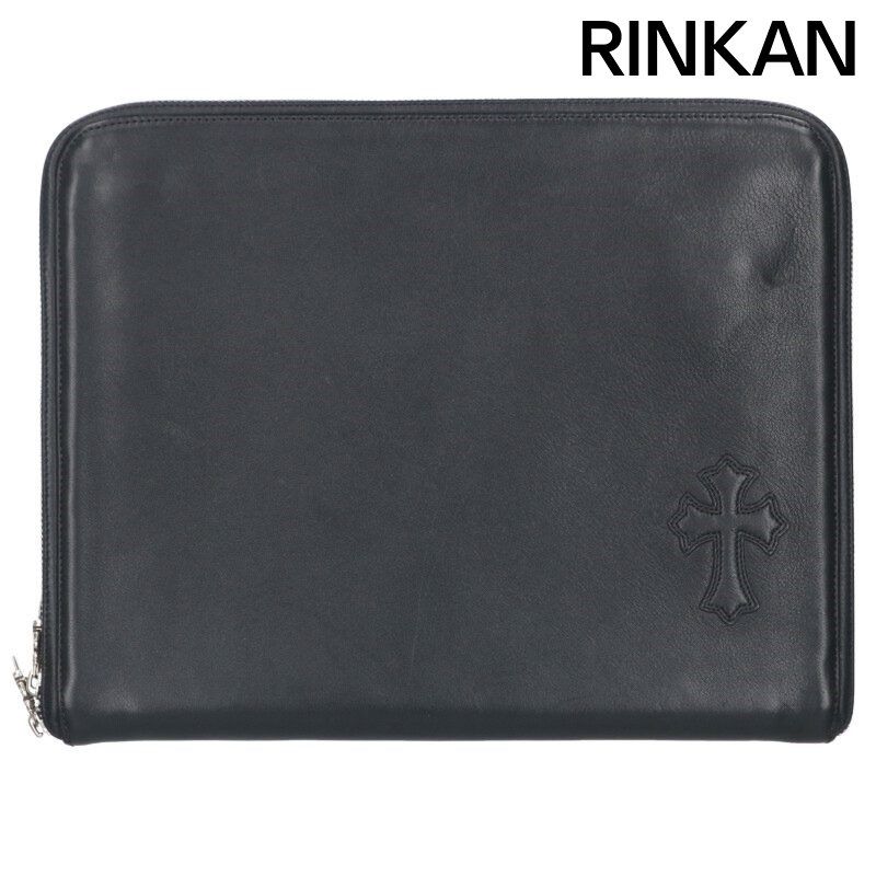 クロムハーツ クロスパッチ付きレザークラッチバッグ メンズ