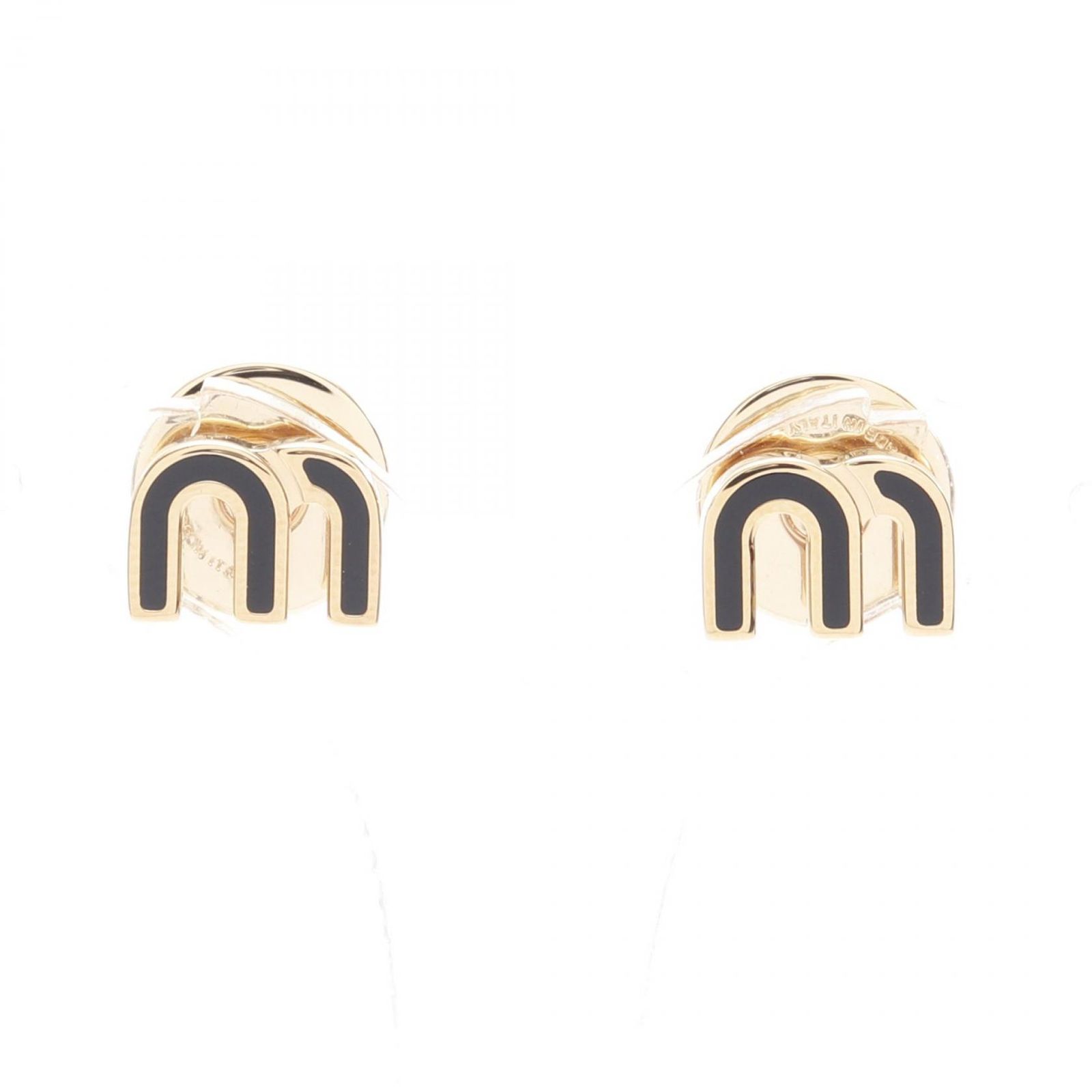 ミュウ ミュウ Miu Miu ピアス エナメルメタル 5JO911 2F6T F0002 ブラック ステンレススチール エナメルメタル ピアス レディース