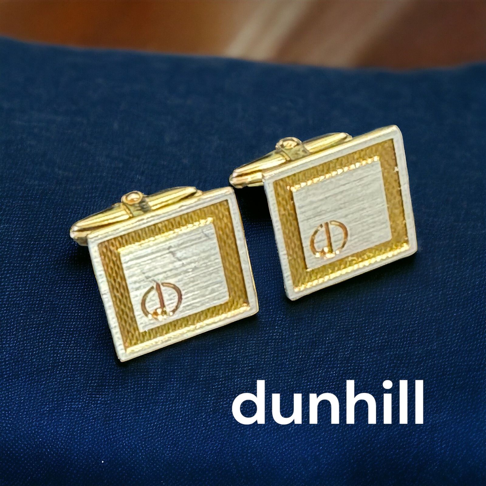 Dunhill 四角形カフリンクス 青色 Dunhill ダンヒル 正方形