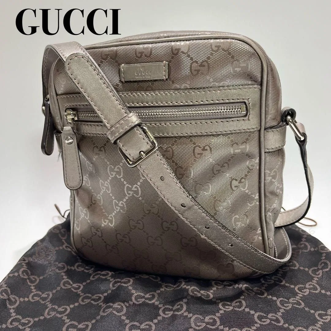 美品 GUCCI グッチ インプリメ ロゴプレート GG柄 ショルダーバッグ