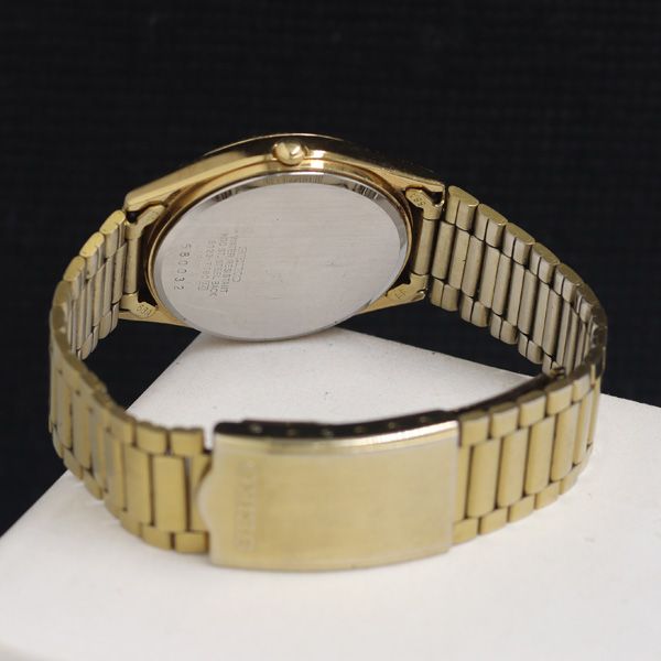 セイコー クロノス 8123-7080 QZ ゴールド文字盤 デイデイト メンズ