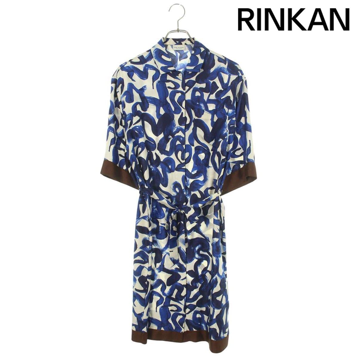 ドリスヴァンノッテンの半袖ワンピース ドリスヴァンノッテン ベルト付き総柄シルクシャツワンピース