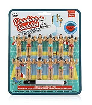 (Party Edition) - NPW Drinking Buddies Cocktail/Wine Glass Markers 12-Count Classic